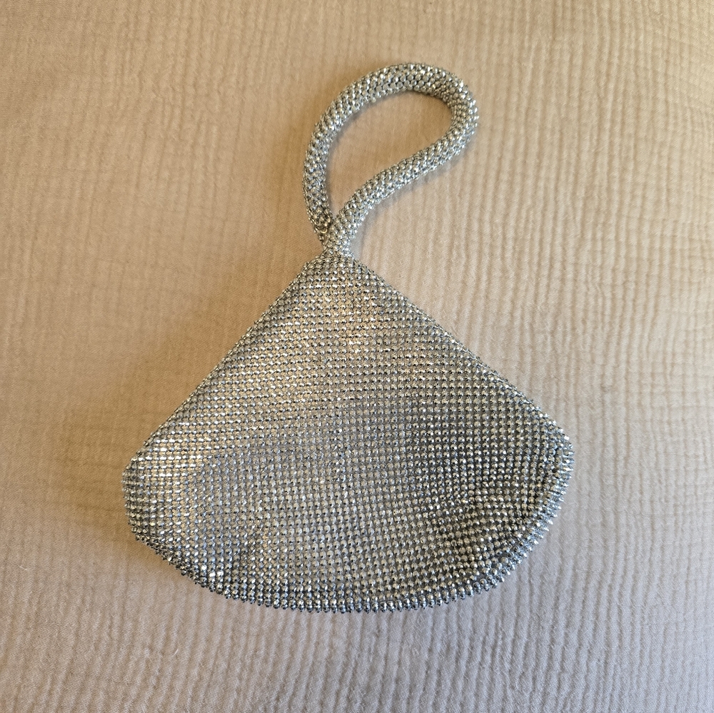Gunne Sax Silver Satin Evening Bag
